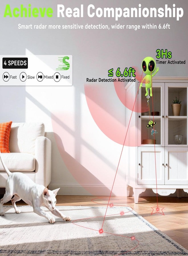 ORSDA Laser Cat Toys for Indoor Cats, 2 in 1 Interactive Automatic Dual Laser & Catnip UFO Dangler for Kitten Toys, Truly Random Trajectory Radar Motion-Activated, Rechargeable 4 Modes, Clamp Design - Image 4